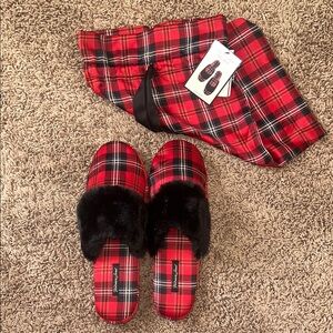 Victoria's Secret Red Plaid Slippers
